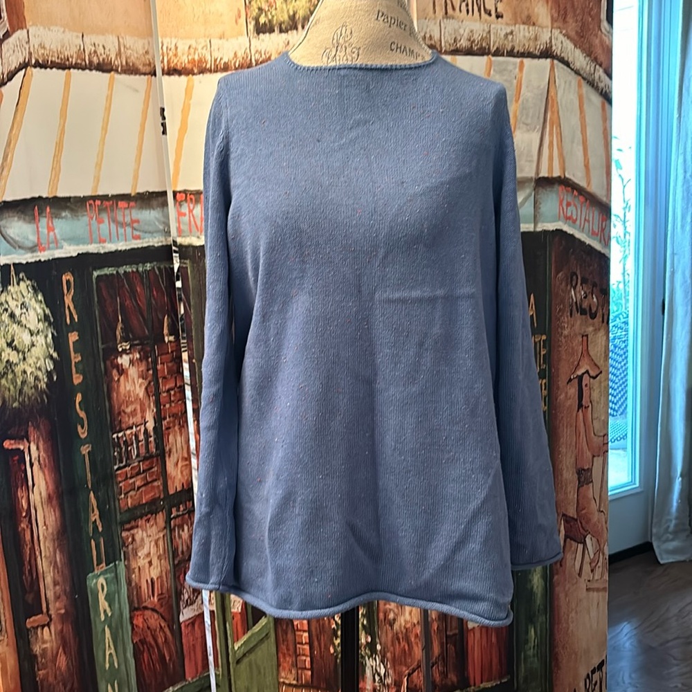 Gudrun Sjoden “Alfrida” Cotton Sweater, Blue, Size Medium